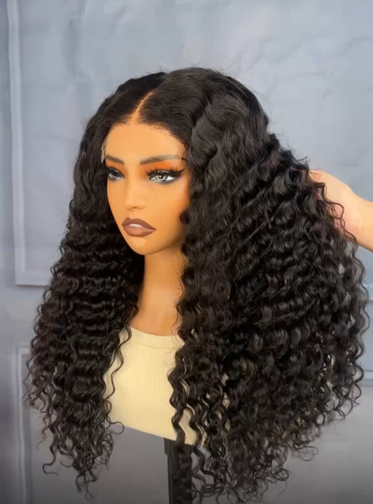 13x4 Custom HD Lace Deep Wave custom Wig – 24” | 250% Density / Pre-plucked, pre bleached and styled